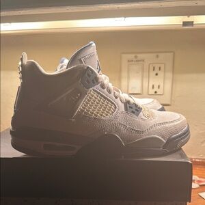 Nike Air Jordan 4 Retro White and Gray Sneakers